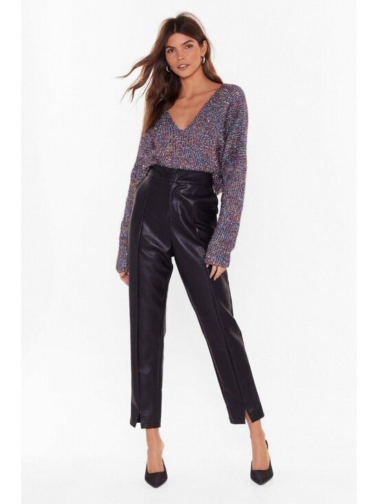 Nasty Gal Tops - NASTY GAL Tinsel Time V-Neck Cropped Sweater Rainbow Metallic NEW Holiday Top M